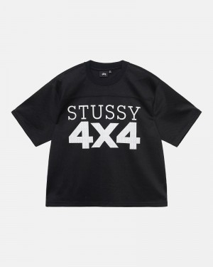 Stüssy 4X4 Mesh Football Jersey Oberteile Herren Schwarz | WIMBZ-4893