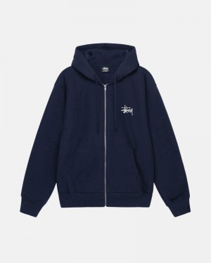 Stüssy Basic Zip Hoodie Herren Navy | DLJTP-4063