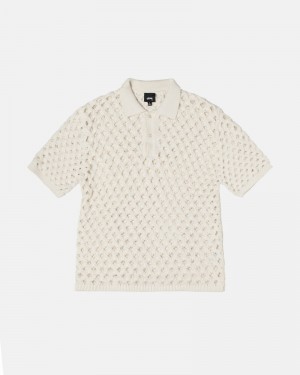 Stüssy Big Mesh Polo Pullover Herren Weiß | HRTBD-1689