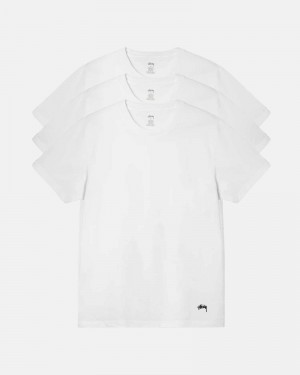 Stüssy Undershirt - 3 Pack T-shirts Herren Weiß | YJSXM-0967